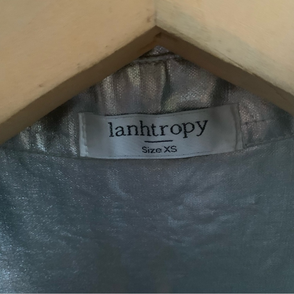 Lanhtropy Metallic Silver Women’s Snap Down Shirt - Picture 11 of 13